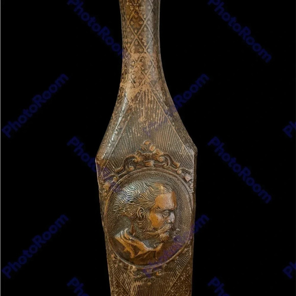 Leather Face Decanter Bottle El Quijote De La Mancha 13” High - Picture 1 of 13